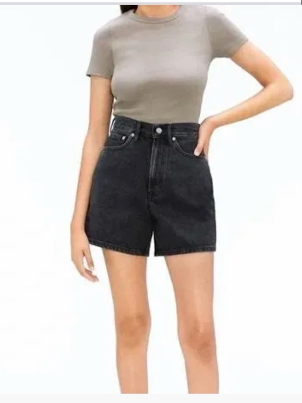 ZARA High Waisted Mom fit black denim shorts